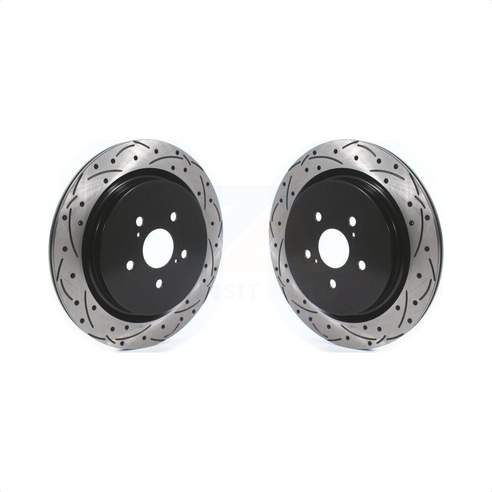 Rear Coated Drilled Slotted Disc Brake Rotors Pair For Lexus RX350 RX450h RX350L RX450hL KD-100416