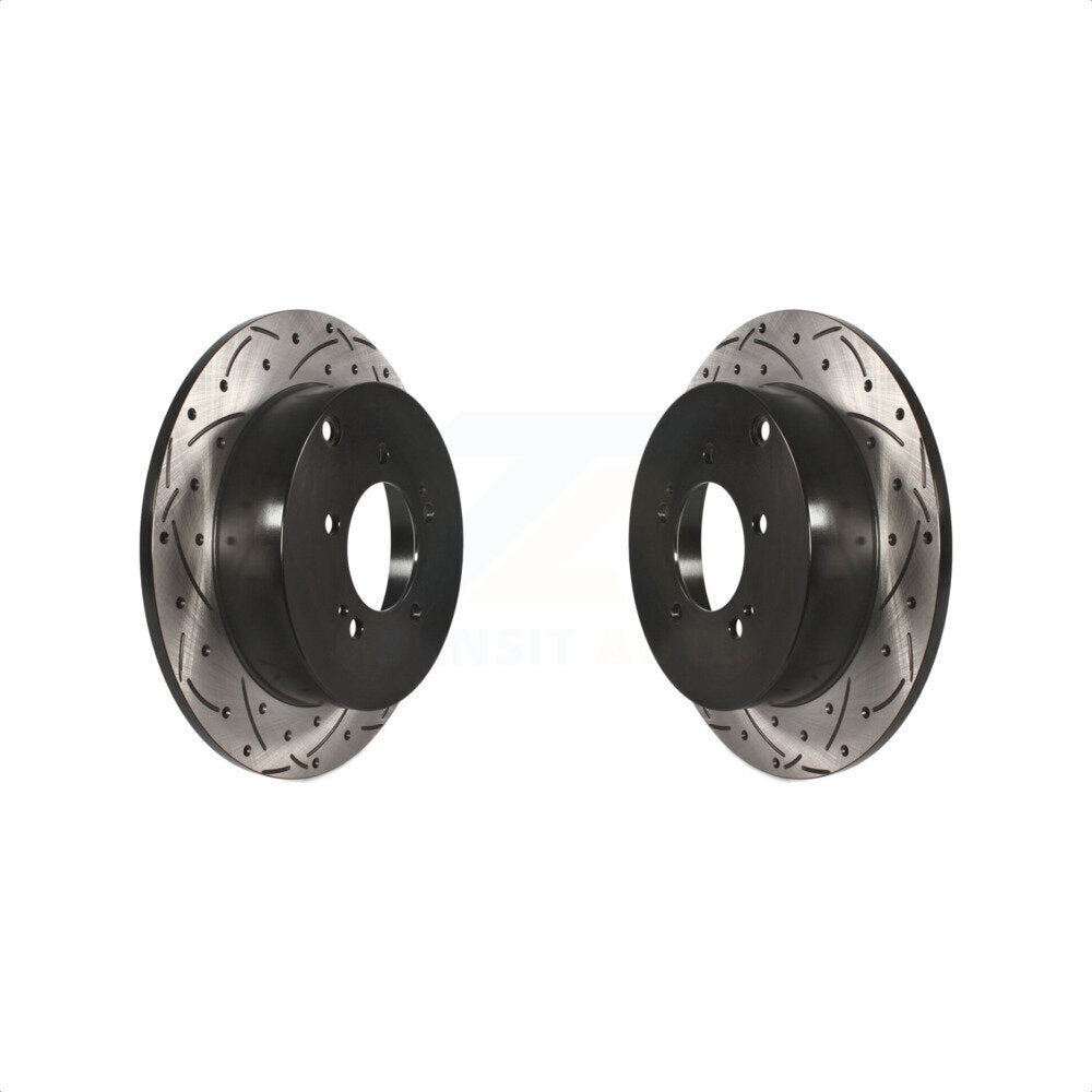 Rear Coated Drilled Slotted Disc Brake Rotors Pair For Mitsubishi Lancer Outlander KD-100163