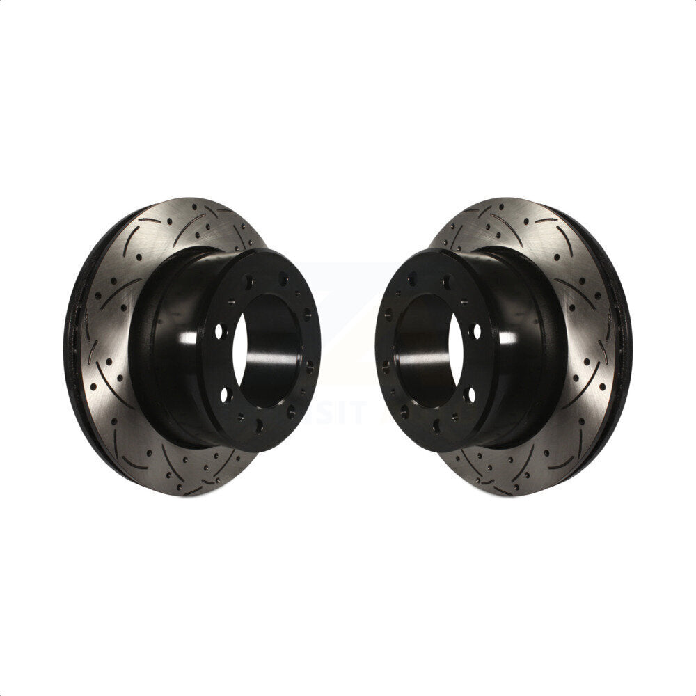 Rear Coated Drilled Slotted Disc Brake Rotors Pair For Ram 2500 3500 1500 Dodge KD-100140