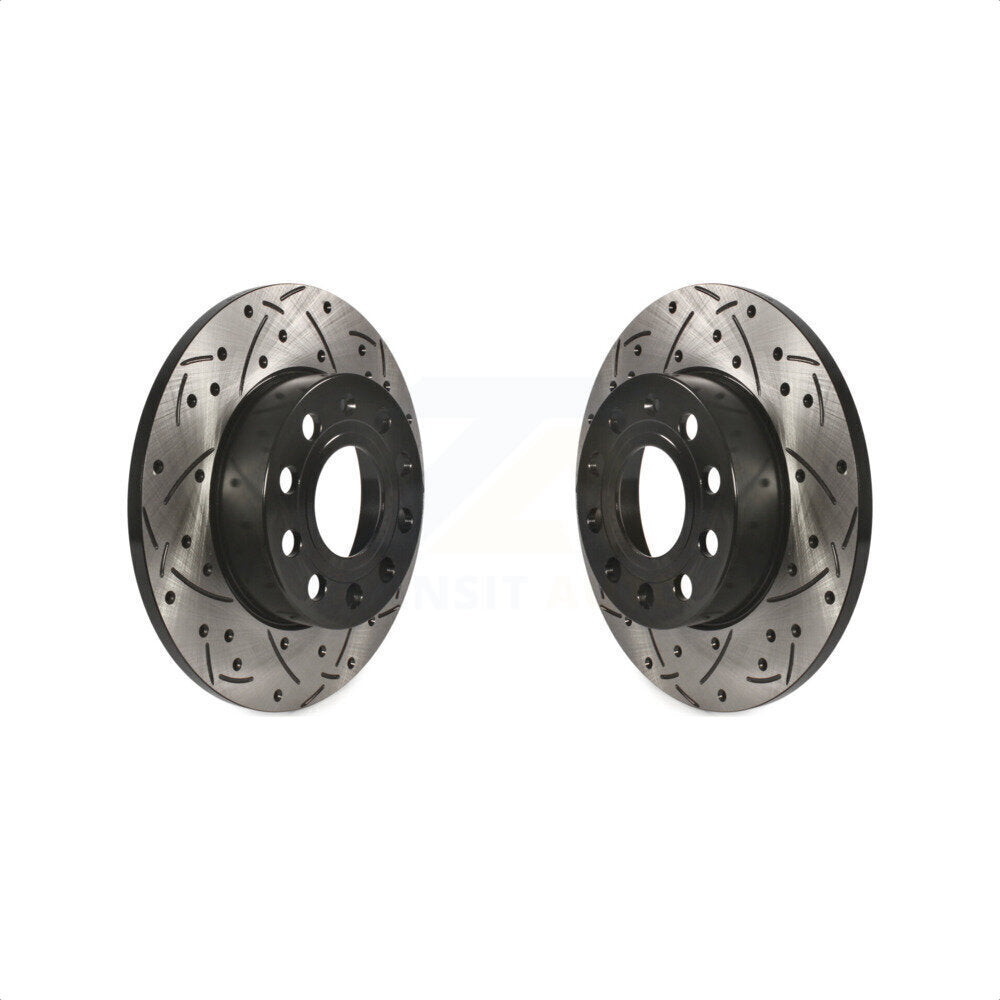 Rear Coated Drilled Slotted Disc Brake Rotors Pair For Volkswagen Jetta Rabbit Audi A3 Golf Quattro KD-100154
