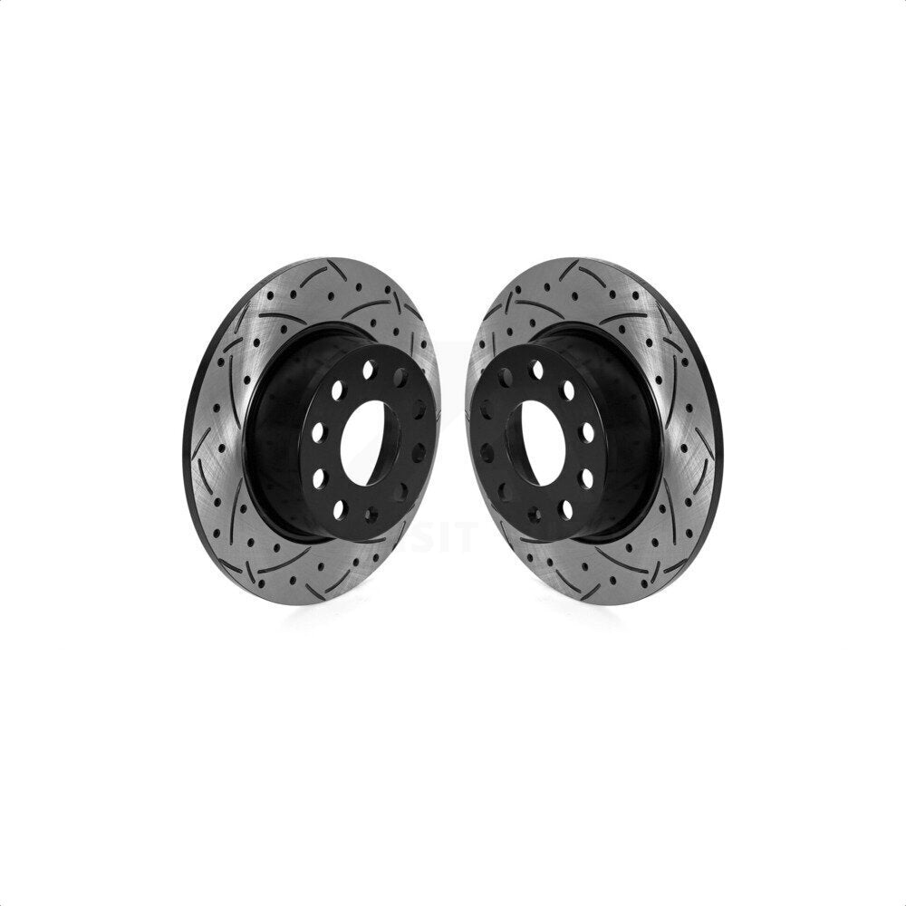 Rear Coated Drilled Slotted Disc Brake Rotors Pair For Volkswagen Jetta Taos KD-100587