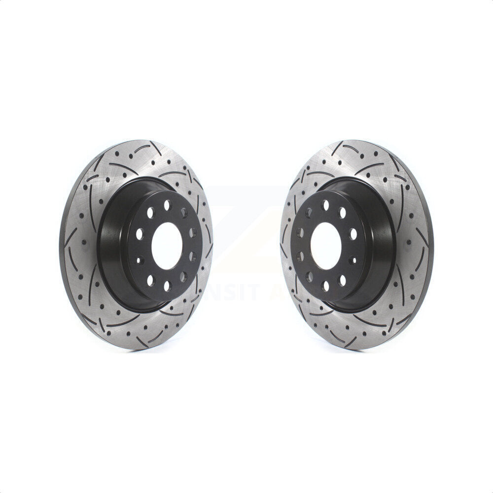 Rear Coated Drilled Slotted Disc Brake Rotors Pair For Volkswagen Tiguan Jetta Audi Q3 Quattro TT KD-100195