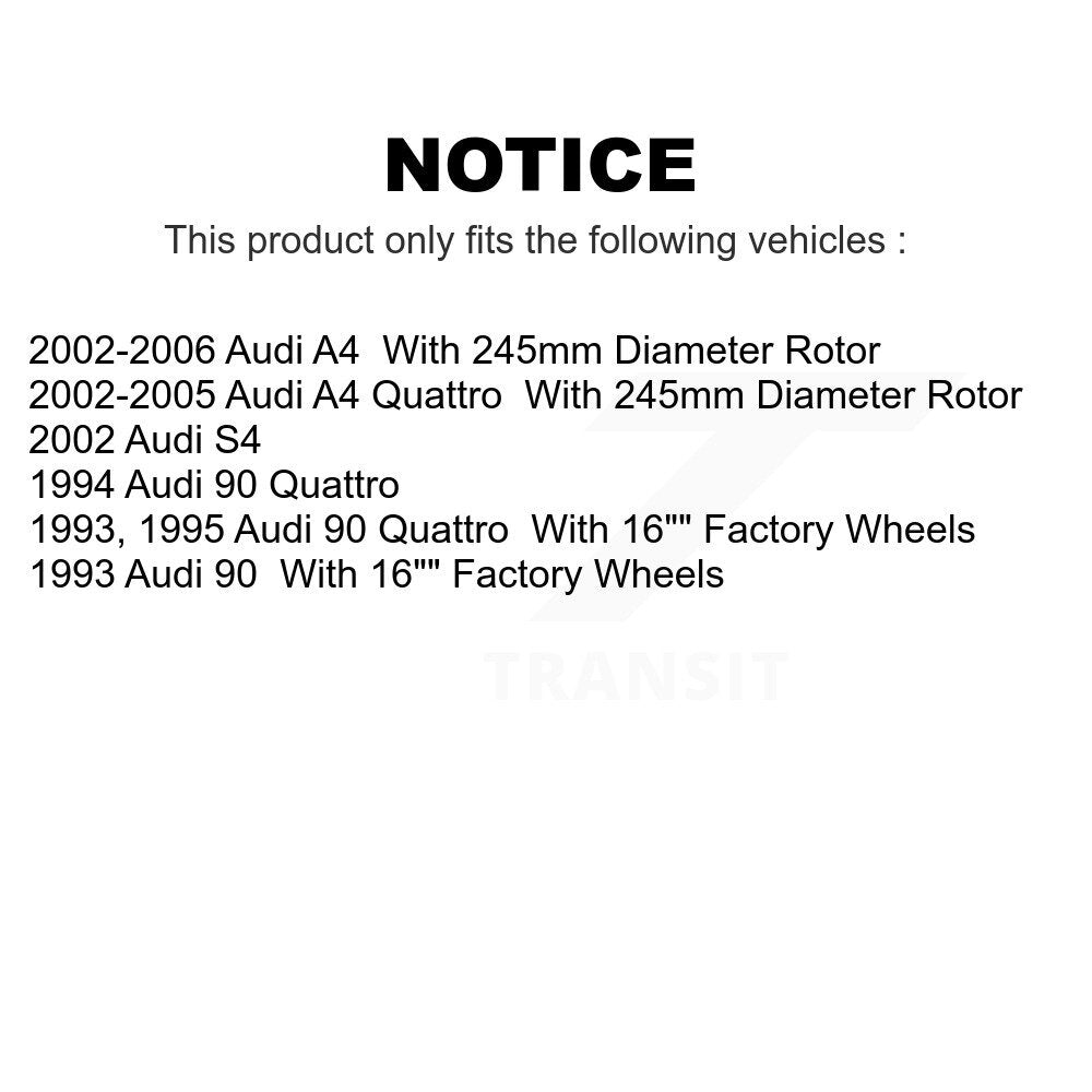 Rear Disc Brake Rotors Pair For Audi A4 Quattro S4 90 K8-100732