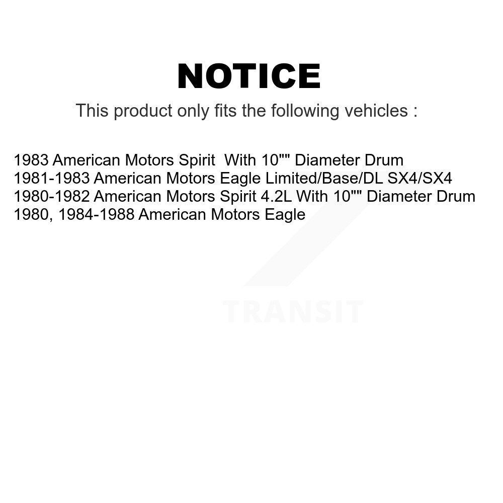 Rear Drum Brake Wheel Cylinder Kit For American Motors Eagle Spirit K14-100108