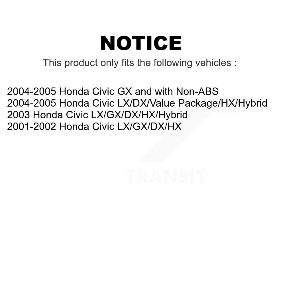 Rear Wheel Bearing And Hub Assembly Pair For Honda Civic K70-100583