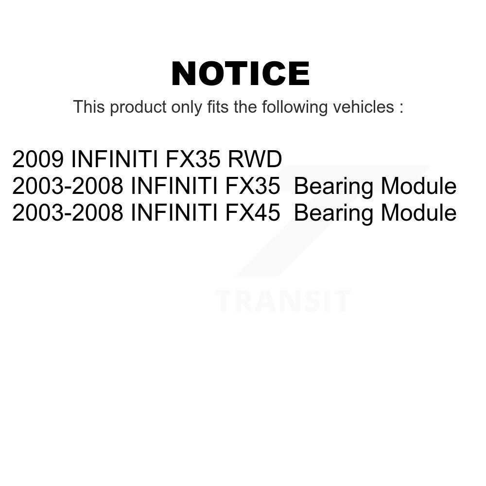 Rear Wheel Bearing Assembly Pair For Infiniti FX35 FX45 INFINITI K70-101028