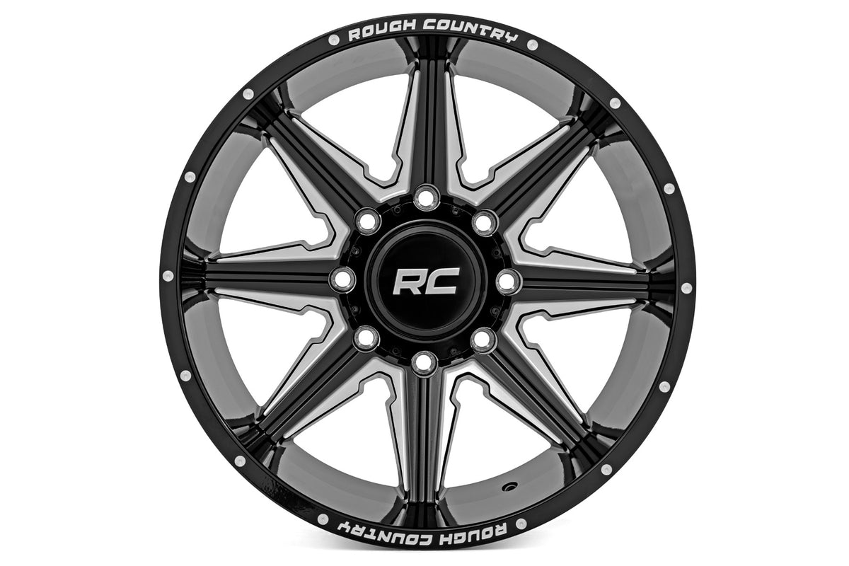 Rough Country 91M Series Wheel | One-Piece | Gloss Black | 22x12 | 8x180 | -44mm