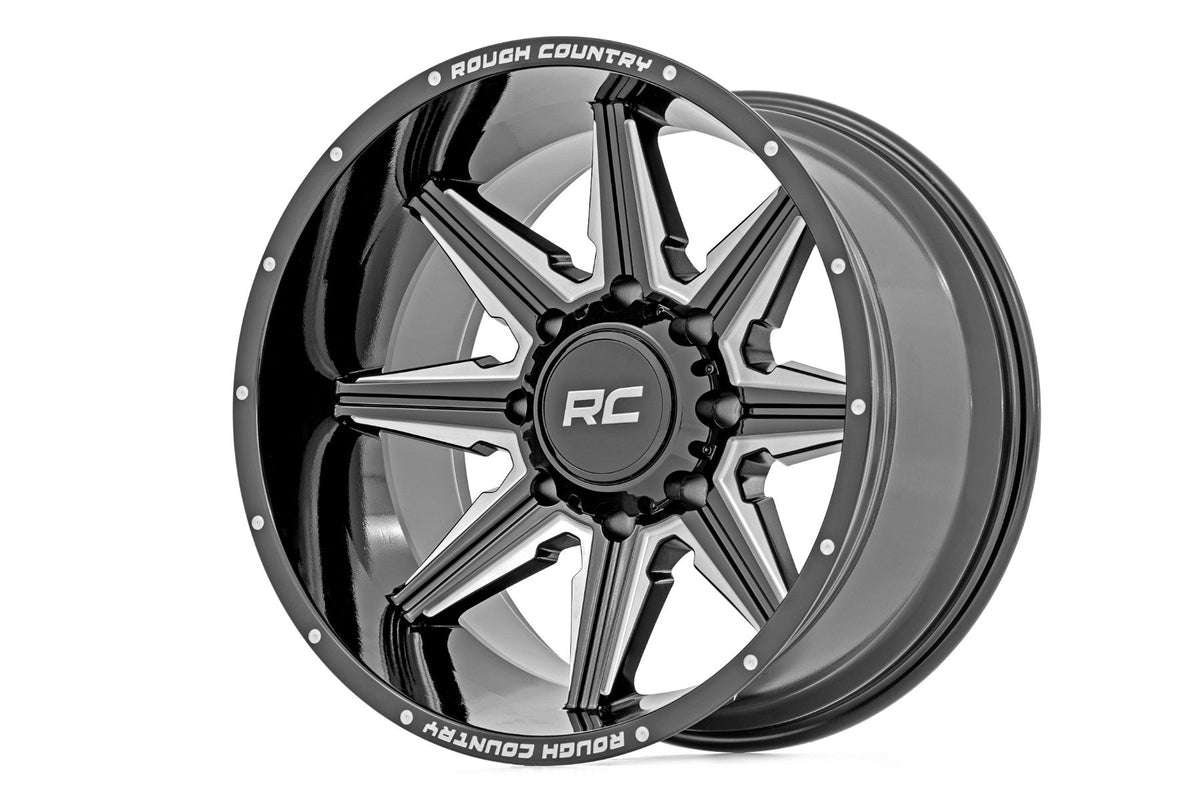 Rough Country 91M Series Wheel | One-Piece | Gloss Black | 22x12 | 8x180 | -44mm