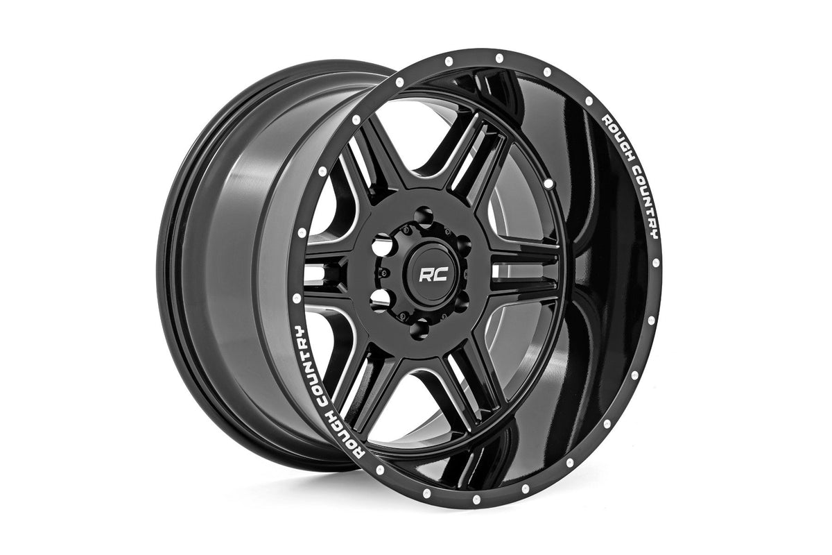 Rough Country 92 Series Wheel | Machined One-Piece | Gloss Black | 22x12| 8x170 | -44mm