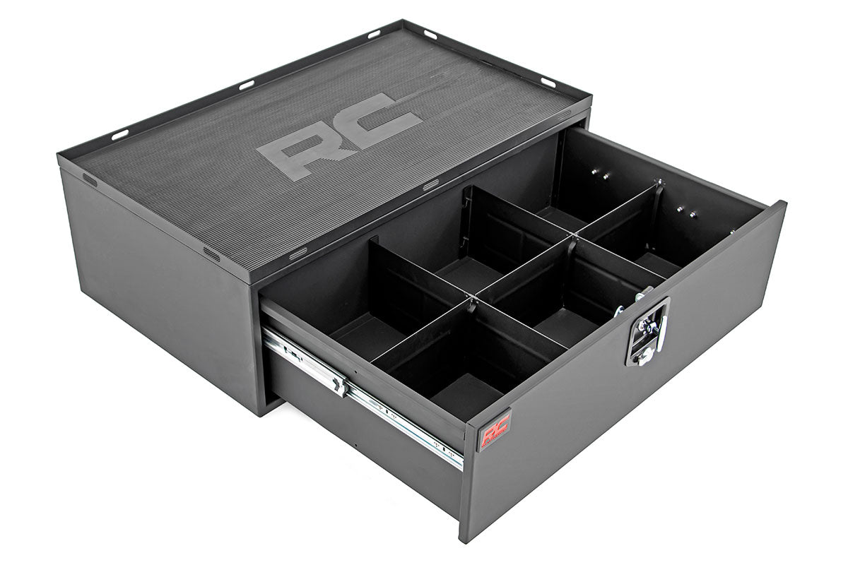Storage Box | Metal | Slide Out Lockable Drawer | Jeep Wrangler JL (18-23)