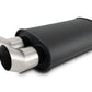 Vibrant Flat Blk Muffler 9x5x15in Body 3in Inlet ID 3in Tip OD w/Dual DTM Cut Tips