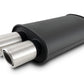 Vibrant STREETPOWER Blk Oval Muffler w/Dual Center Tip 3in Inlet ID 3in Tip OD 9in x 5in x 15in