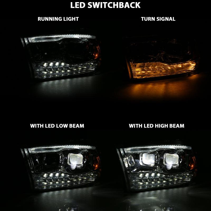 ANZO 2009-2018 Dodge Ram 1500 Led Projector Plank Style Switchback H.L Halo Chrome Amber (OE Style) | Too Fast Autoparts | Order Online | Canada & USA Shipping