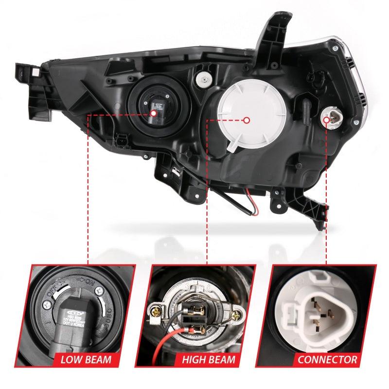 ANZO 14-18 Toyota 4 Runner Plank Style Projector Headlights Black w/ Amber | Too Fast Autoparts | Order Online