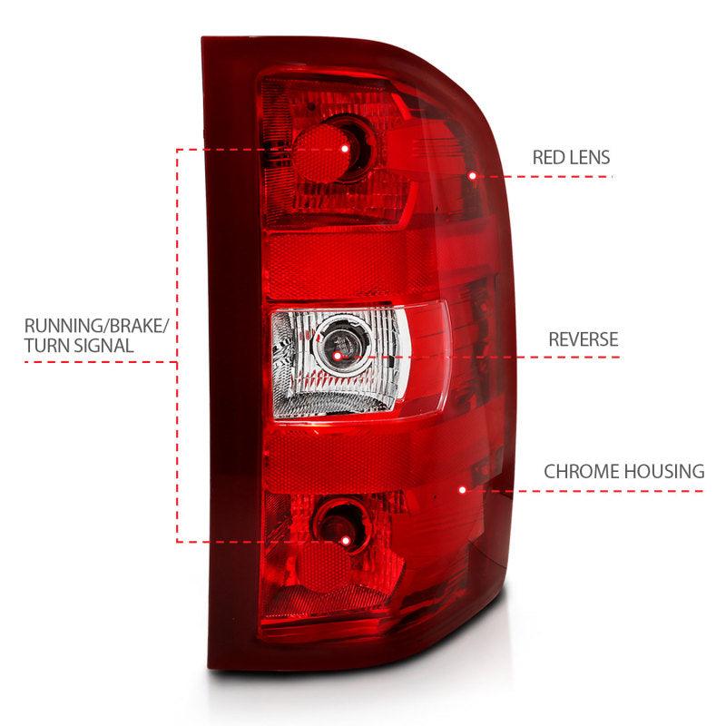 ANZO 2007-2013 Chevy Silverado Taillight Red/Clear Lens (OE Replacement) | Too Fast Autoparts | Order Online | Canada & USA Shipping
