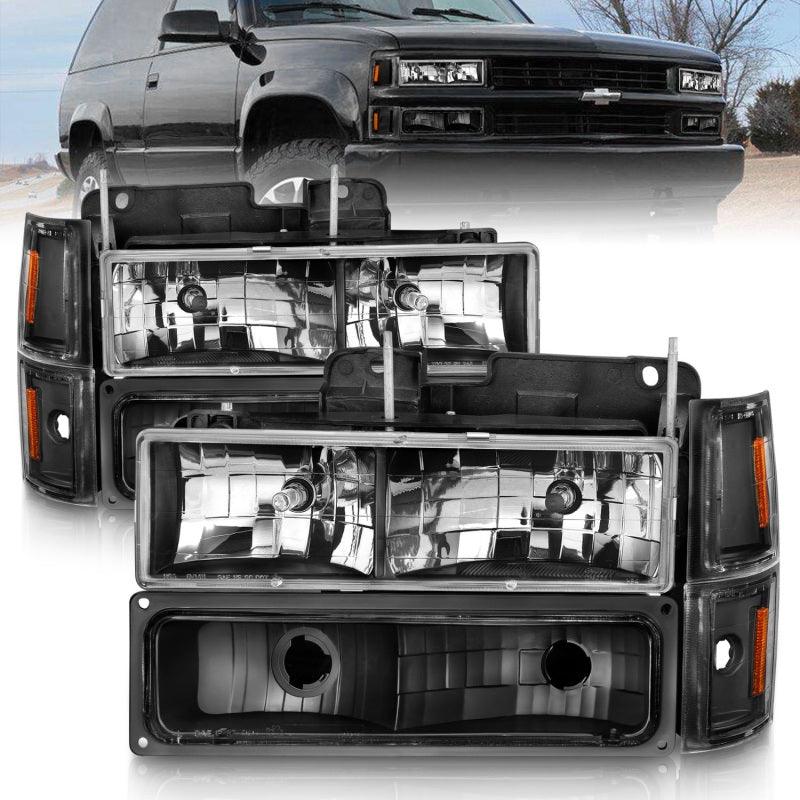 ANZO 88-98 Chevrolet C1500 Crystal Headlights Black | Too Fast Autoparts | Order Online | Canada & USA Shipping