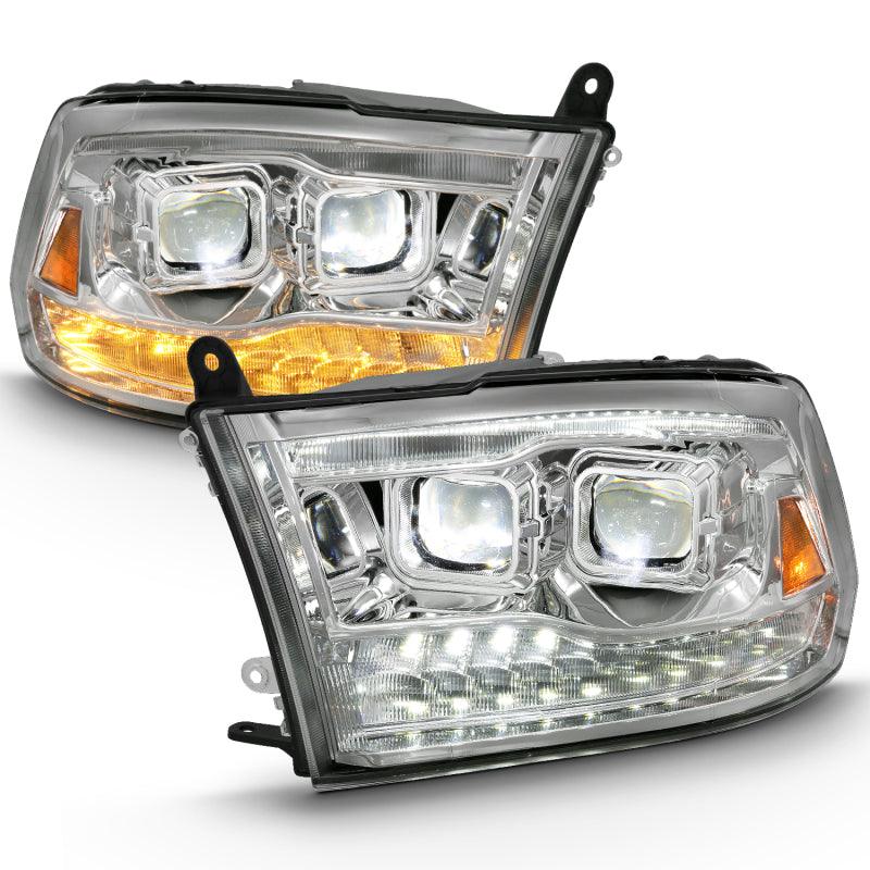 ANZO 2009-2018 Dodge Ram 1500 Led Projector Plank Style Switchback H.L Halo Chrome Amber (OE Style) | Too Fast Autoparts | Order Online | Canada & USA Shipping