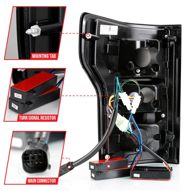 ANZO 18-19 Ford F-150 LED Taillight Black Housing Clear Lens Red Light Bar W/Sequential | Too Fast Autoparts | Order Online