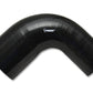Vibrant 2in ID x 2.25in ID x 4in Long Gloss Black Silicone 90 Degree Transition Elbow