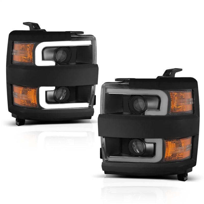 ANZO Projector Headlights 15-17 Chevrolet Silverado 2500HD / 3500HD Black w/ Black Rim | Too Fast Autoparts | Order Online | Canada & USA Shipping