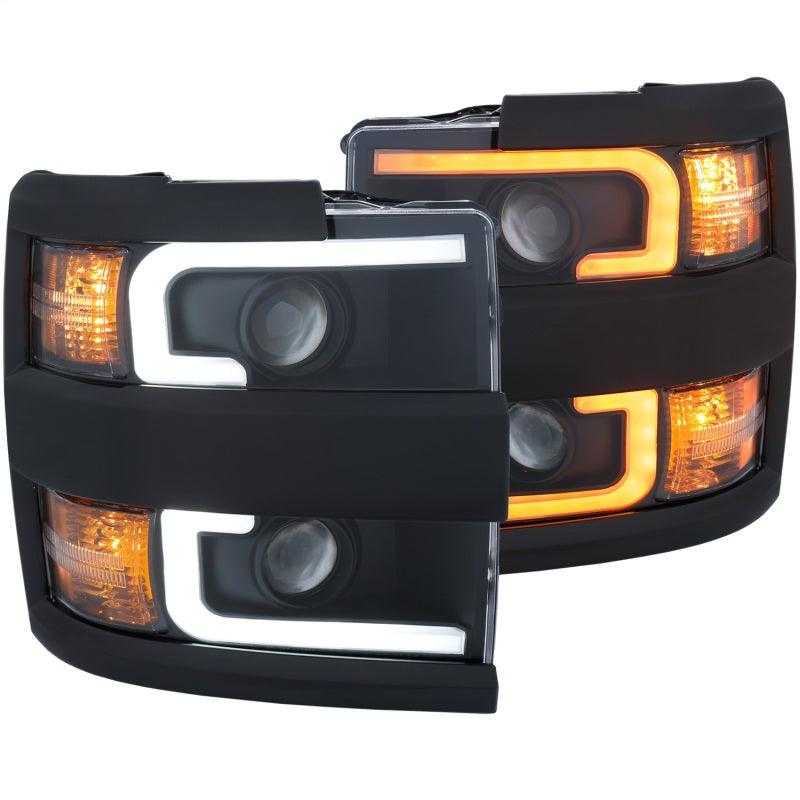 ANZO Projector Headlights 15-17 Chevrolet Silverado 2500HD / 3500HD Black w/ Black Rim | Too Fast Autoparts | Order Online | Canada & USA Shipping