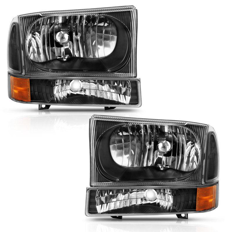 ANZO 2000-2004 Ford Excursion Crystal Headlight w/ Corner Light Black Amber (w/o Bulb) | Too Fast Autoparts | Order Online | Canada & USA Shipping