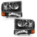 ANZO 2000-2004 Ford Excursion Crystal Headlight w/ Corner Light Black Amber (w/o Bulb) | Too Fast Autoparts | Order Online | Canada & USA Shipping