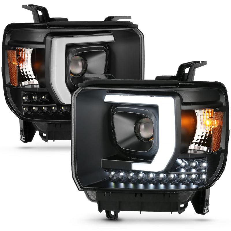 ANZO 2014-2015 Gmc Sierra 1500HD Projector Plank Style Headlight Black W/ Drl | Too Fast Autoparts | Order Online | Canada & USA Shipping