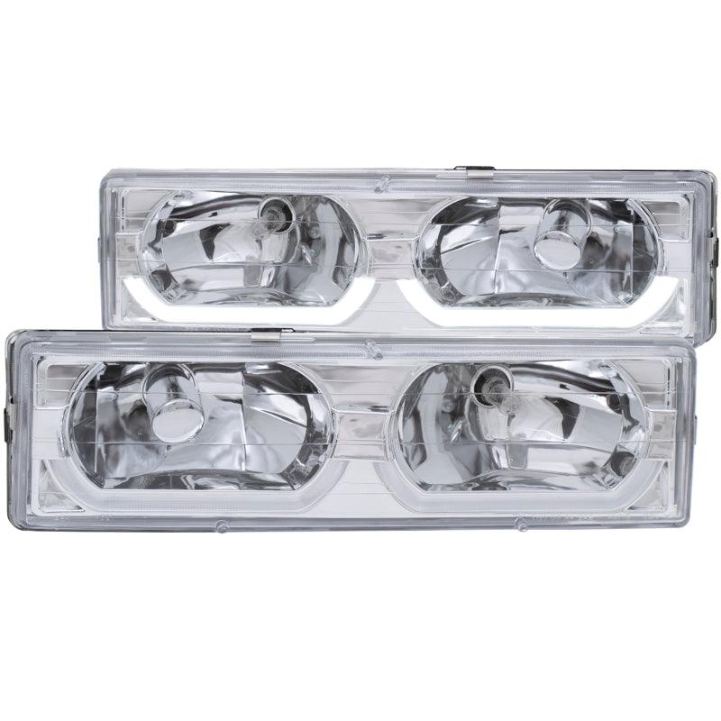 ANZO 1988-1998 Chevrolet C1500 Crystal Headlights Chrome w/ Low - Brow | Too Fast Autoparts | Order Online