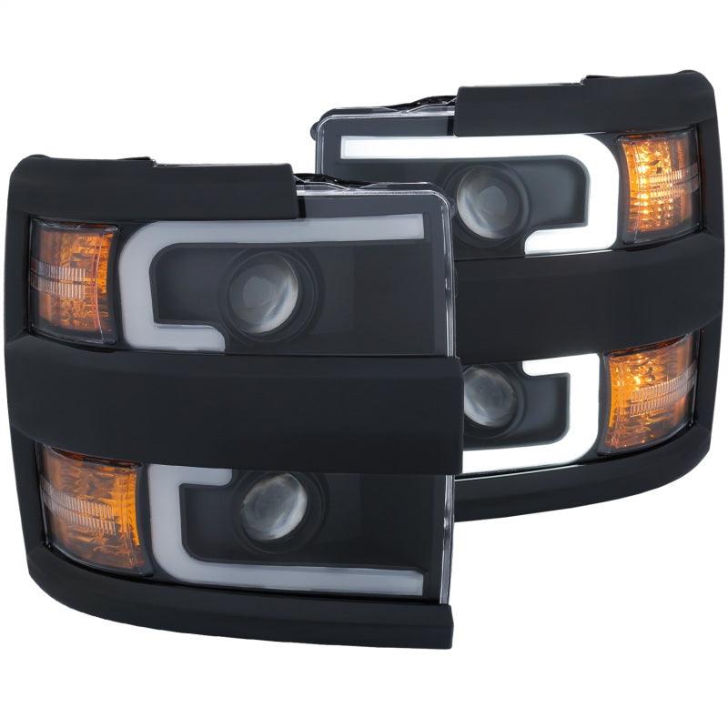 ANZO Projector Headlights 15-17 Chevrolet Silverado 2500HD / 3500HD Black w/ Black Rim | Too Fast Autoparts | Order Online | Canada & USA Shipping