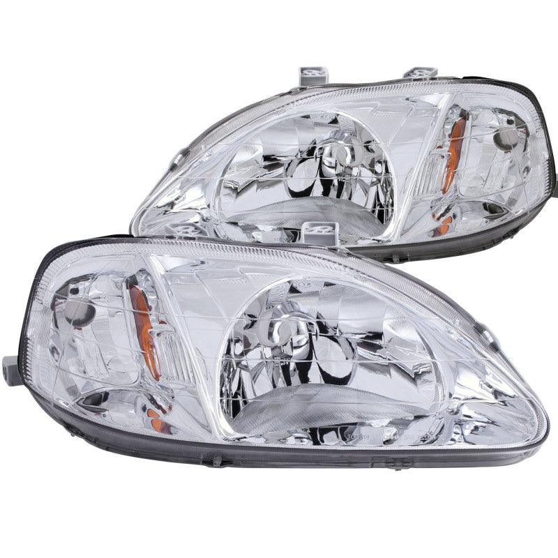 ANZO 1999-2000 Honda Civic Crystal Headlights Chrome | Too Fast Autoparts | Order Online | Canada & USA Shipping
