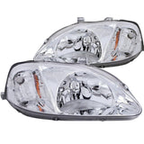 ANZO 1999-2000 Honda Civic Crystal Headlights Chrome | Too Fast Autoparts | Order Online | Canada & USA Shipping