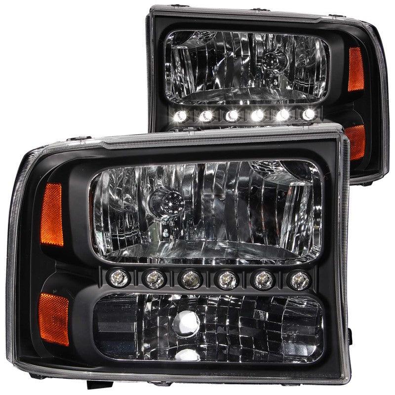 ANZO 2000-2004 Ford Excursion Crystal Headlights Black w/ LED 1pc | Too Fast Autoparts | Order Online | Canada & USA Shipping