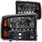 ANZO 2000-2004 Ford Excursion Crystal Headlights Black w/ LED 1pc | Too Fast Autoparts | Order Online | Canada & USA Shipping