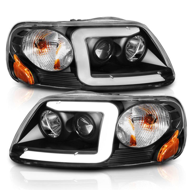 ANZO 1997-2003 Ford F-150 Projector Headlights w/ Light Bar Black Housing | Too Fast Autoparts | Order Online | Canada & USA Shipping