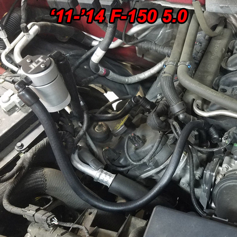 J&amp;L 2011-2025 Ford F-150 2.7L/3.5L/5.0L Passenger Side Oil Separator 3.0 - Clear Anodized