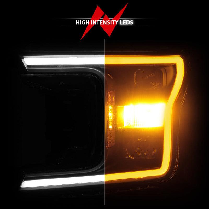 ANZO 2018-2020 Ford F-150 Projector Headlight w/ Plank Style Switchback Black Housing | Too Fast Autoparts | Order Online | Canada & USA Shipping