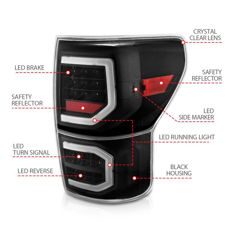 ANZO 2007-2013 Toyota Tundra LED Taillights Plank Style Black w/Clear Lens | Too Fast Autoparts | Order Online | Canada & USA Shipping