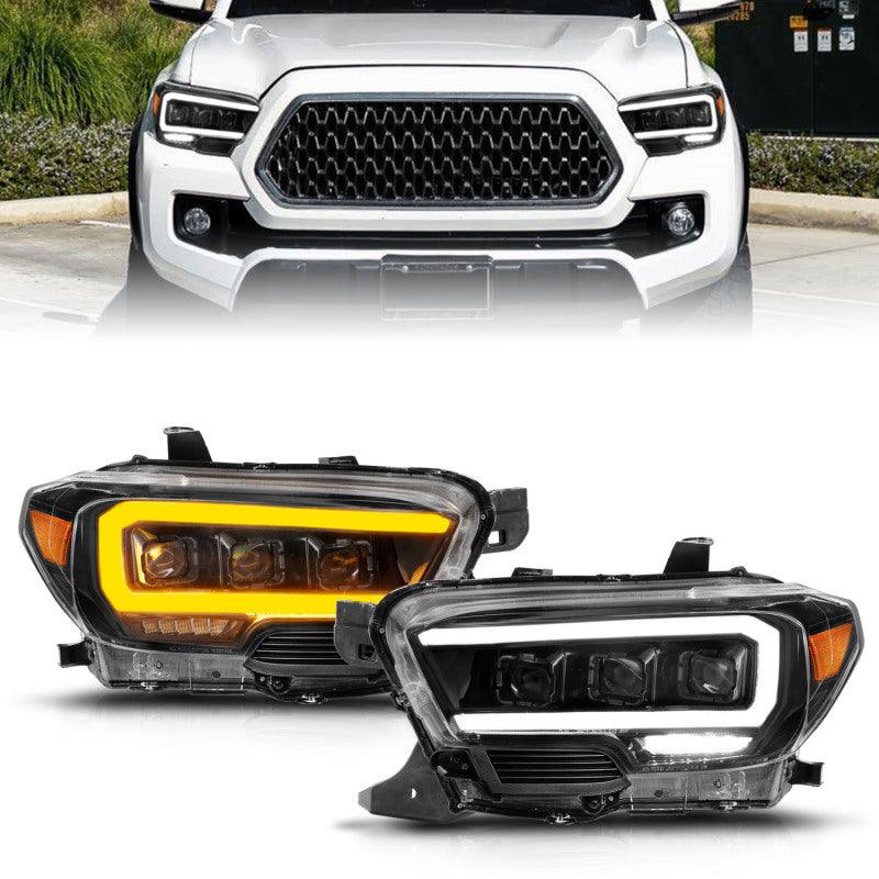 ANZO 16-22 Toyota Tacoma LED Projector Headlights w/ Light Bar Sequential Black Housing w/Initiation | Too Fast Autoparts | Order Online