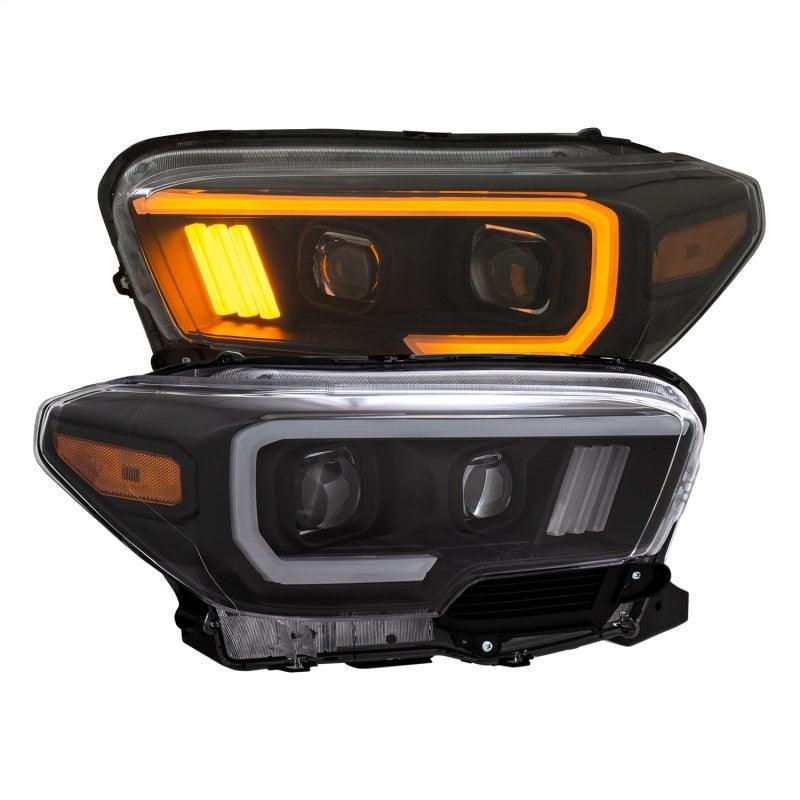 ANZO 2016-2017 Toyota Tacoma Projector Headlights w/ Plank Style Switchback Black w/ Amber w/ DRL | Too Fast Autoparts | Order Online | Canada & USA Shipping