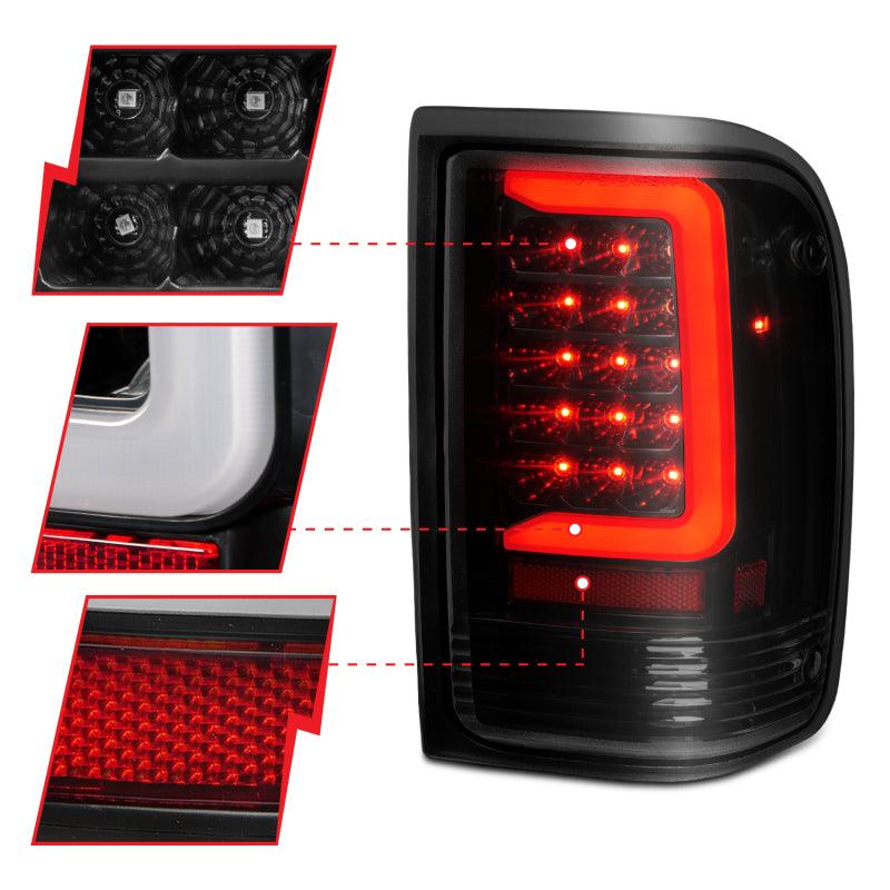 ANZO 1993-1997 Ford  Ranger LED Tail Lights w/ Light Bar Black Housing Clear Lens | Too Fast Autoparts | Order Online | Canada & USA Shipping