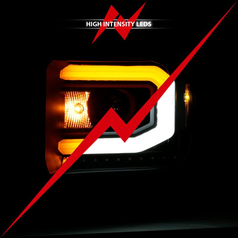 ANZO GMC SIERRA 1500 14-15 2500H/15-19 Projector Headlight Plank Style Black w/ Switchback (Halogen) | Too Fast Autoparts | Order Online | Canada & USA Shipping