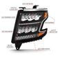 ANZO 15-20 Chevy Tahoe/Suburban LED Light Bar Style Headlights Black w/Sequential w/DRL w/Amber