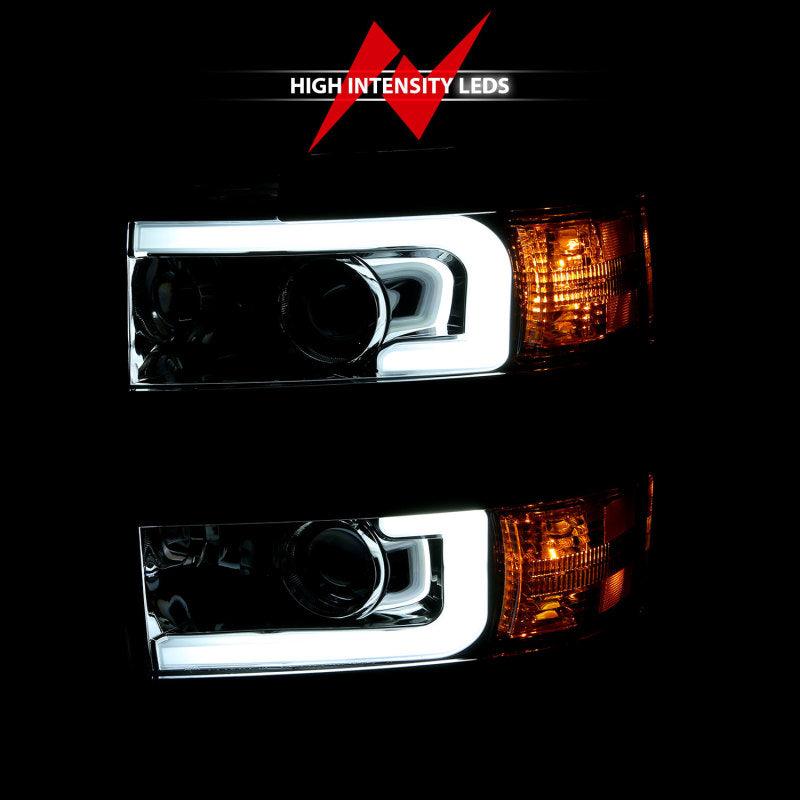 ANZO 2015-2016 Chevrolet Silverado Projector Headlights w/ Plank Style Design Chrome w/ Amber | Too Fast Autoparts | Order Online | Canada & USA Shipping