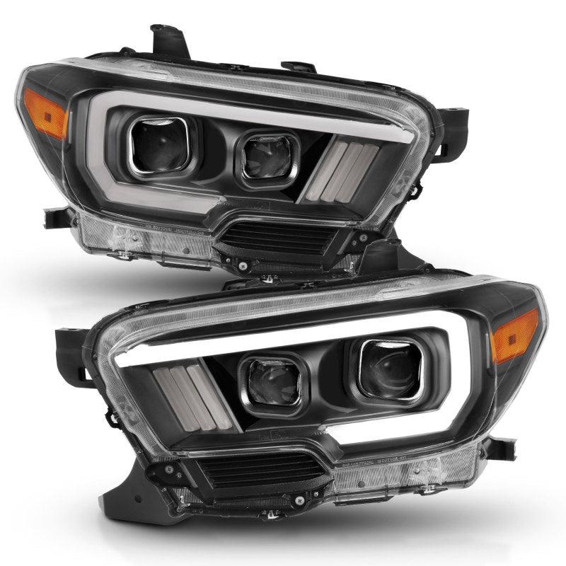 ANZO 2016-2017 Toyota Tacoma Projector Headlights w/ Plank Style Switchback Black w/ Amber w/ DRL | Too Fast Autoparts | Order Online | Canada & USA Shipping