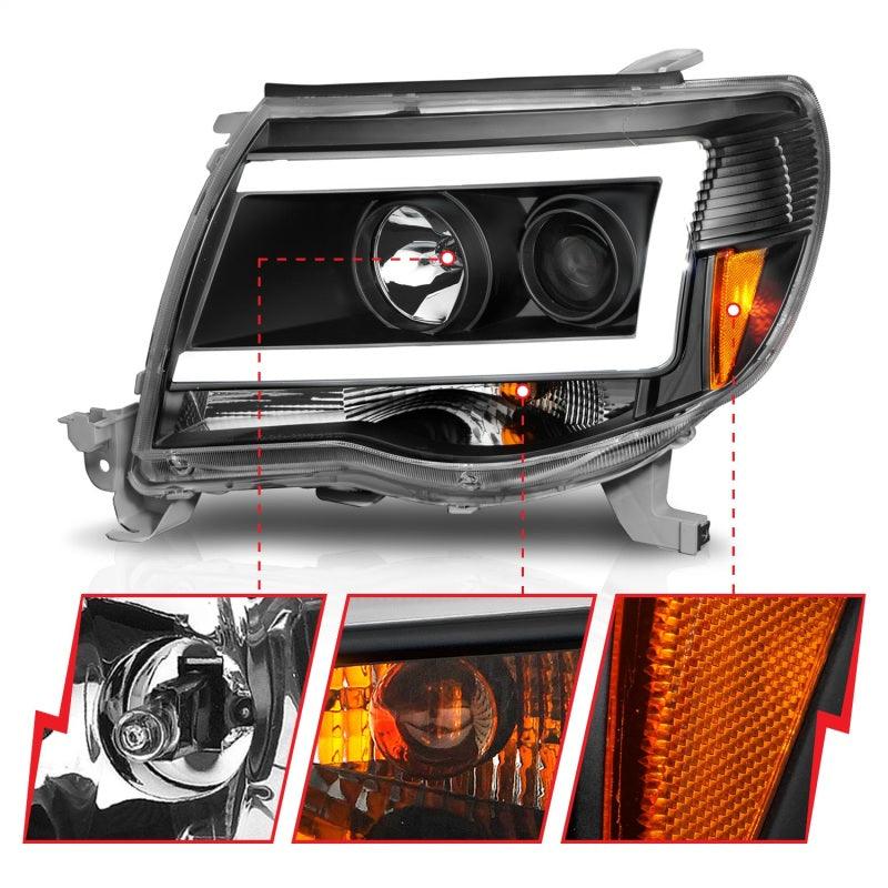 ANZO 05-09 Toyota Tacoma Projector Light Bar Style Headlights w/ C Light Bar | Too Fast Autoparts | Order Online