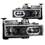ANZO 1988-1998 Chevrolet C1500 Crystal Headlights Carbon w/ Halo | Too Fast Autoparts | Order Online