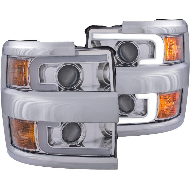 ANZO Projector Headlights 15-17 Chevrolet Silverado 2500HD / 3500HD Chrome w/ Chrome Rim | Too Fast Autoparts | Order Online | Canada & USA Shipping