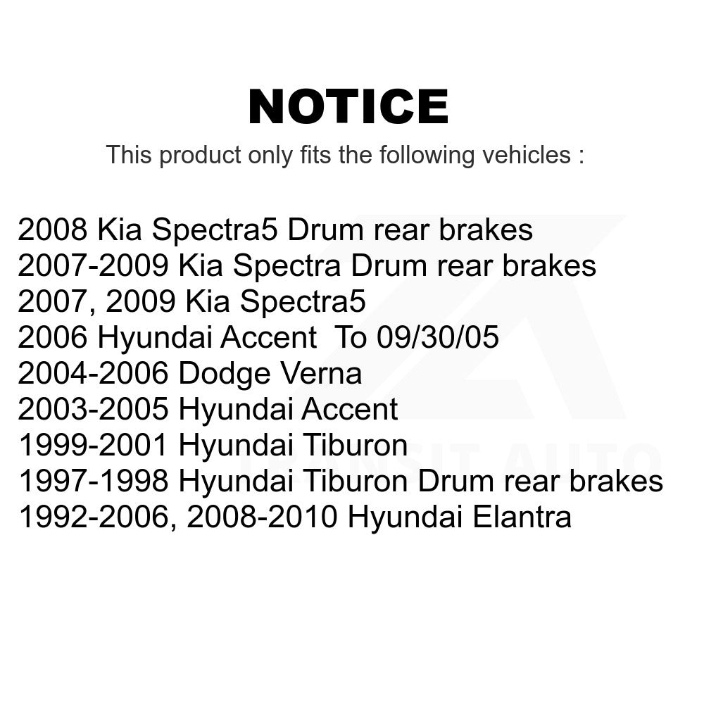Rear Drum Brake Hardware Kit 13-H17358 For Hyundai Elantra Kia Spectra Accent Spectra5 Tiburon Dodge Verna