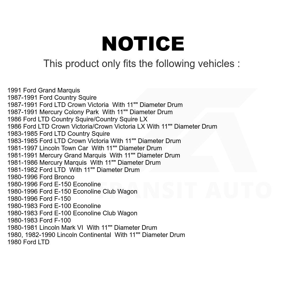 Rear Drum Brake Hardware Kit 13-H7071 For Ford F-150 Lincoln Town Car Bronco E-150 Econoline LTD Crown Victoria Mercury Grand Marquis F-100 Club Wagon Continental Mark VI E-100 Colony Park Country